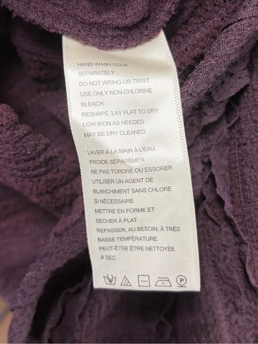 Free People Rocky Long Sleeve Textured Boho Top Wine Tasting Size Medium